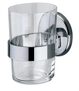 כוס זכוכית שקופה תלויה למברשות שיניים